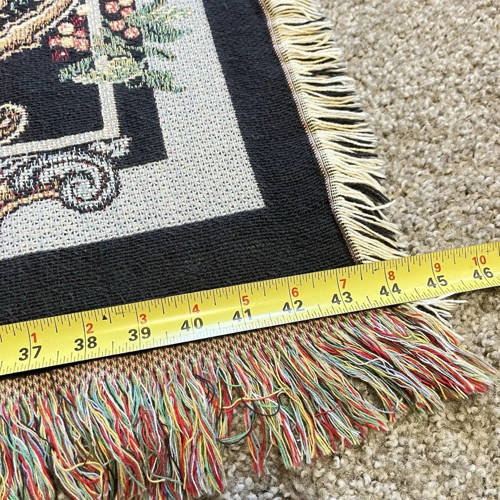 Vtg Goodwin Weavers Fruit Tapestry Throw Fringed Moody Old World Cottagecore